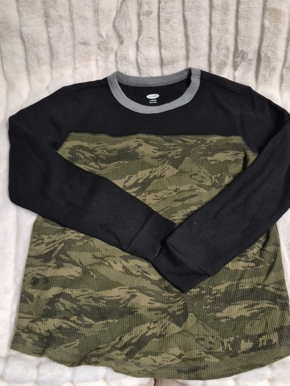 Boy'sBlack & Olive Camo Thermal Sweater - Classic Casual